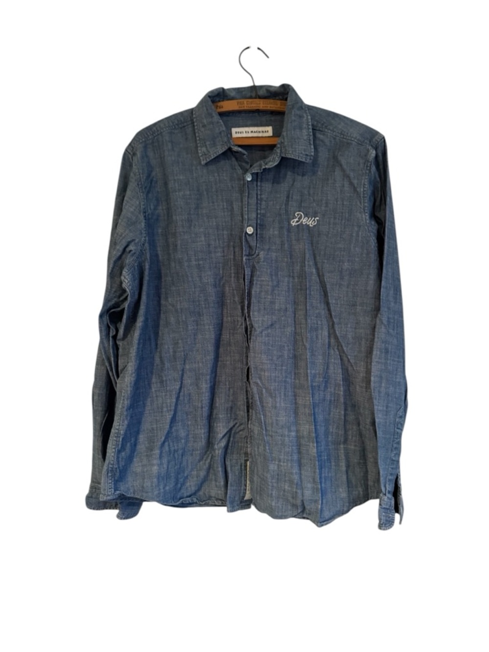 Deus Ex Machina Legion Chambray Denim 100 Percent Cotton Long Sleeve Men’s L
